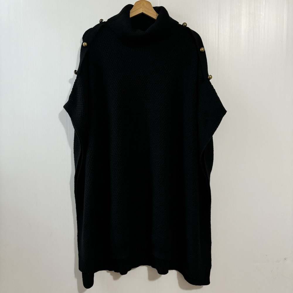 NEW Lane Bryant Black Knit Turtle Neck Button Accented Sweater 22/28 Women’s