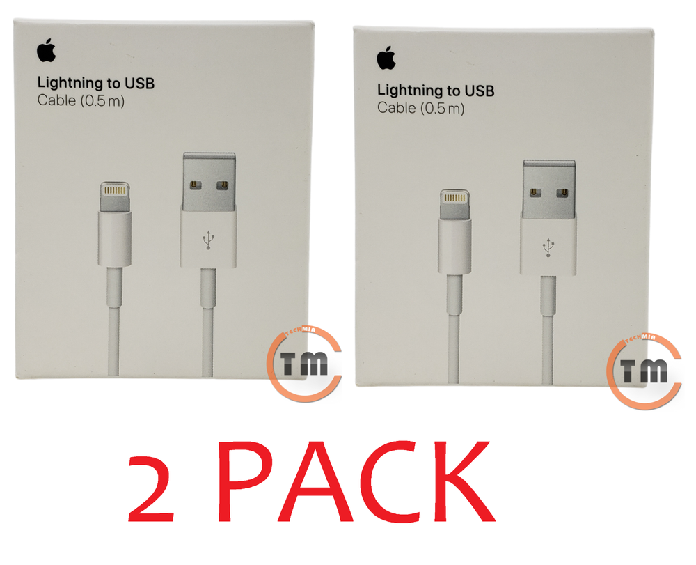 2 PACK Apple 0.5M (1.6') USB Type-A to Lightning Charging Cable A1511 ME291AM/A™