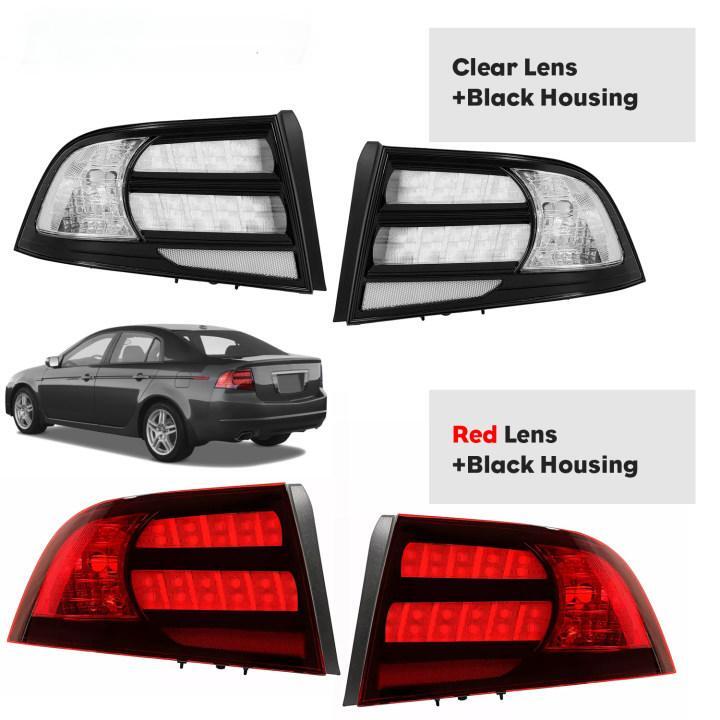 Red/Clear Lens Tail Lights Lamps w/ Bulbs LH+RH For Acura TL Type-S 2004-2008