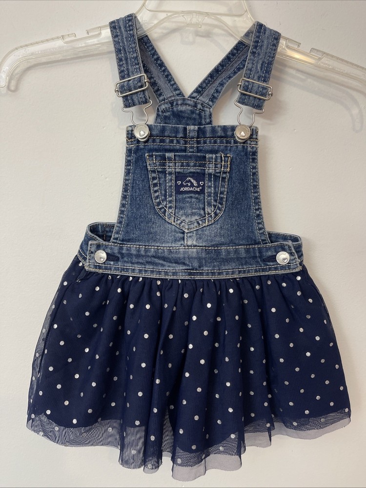 Jordache Girls 2t Blue Denim Cotton-Blend Sleeveless Overall Dress! A4283