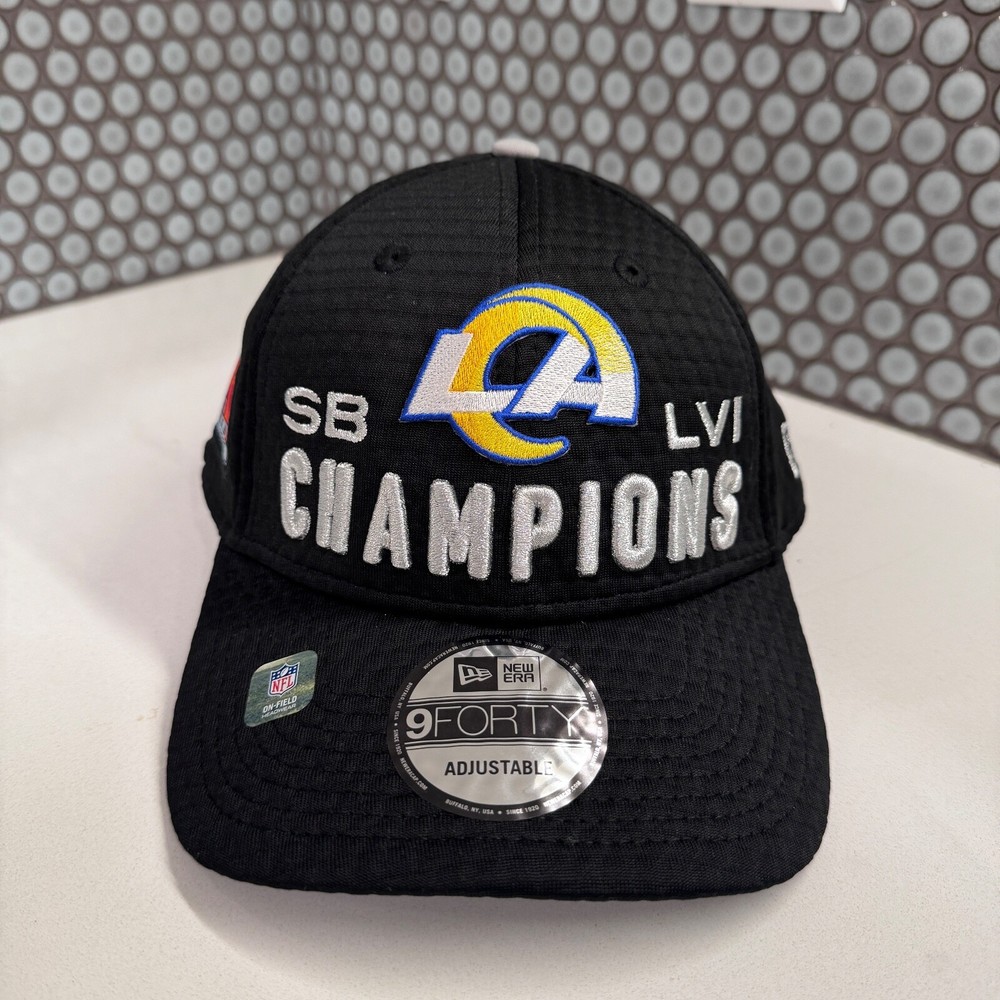 Los Angeles Rams Hat Cap New Era Super Bowl LVI Champions 9FORTY Snapback Black