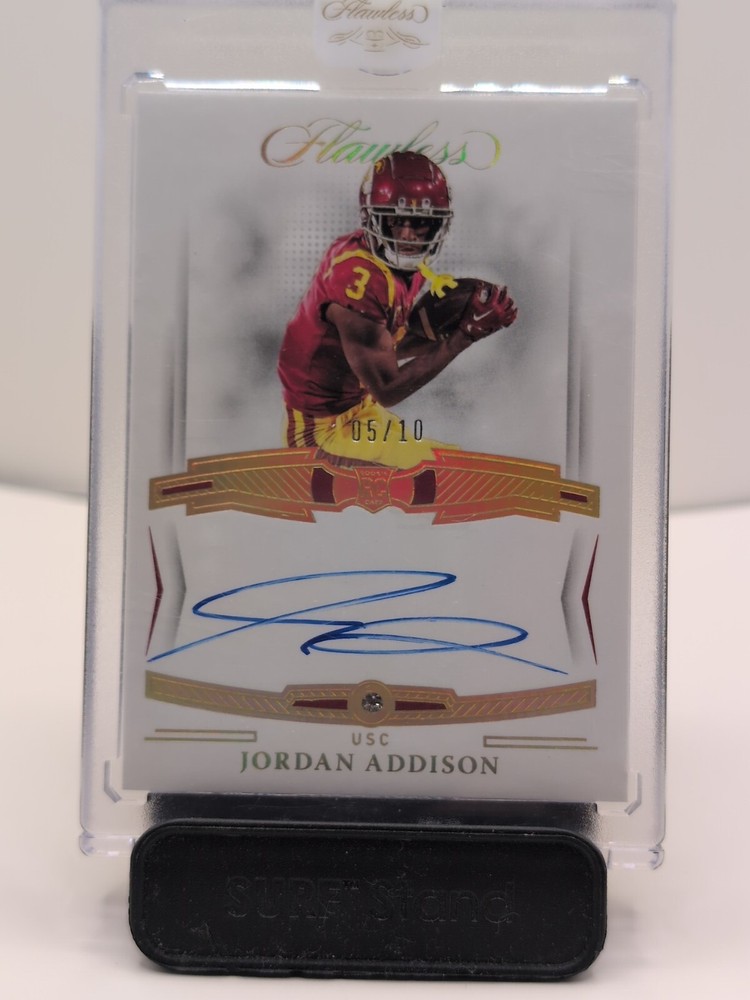2023 Flawless Collegiate Gems Real Diamond Gold /10 Jordan Addison Auto RC