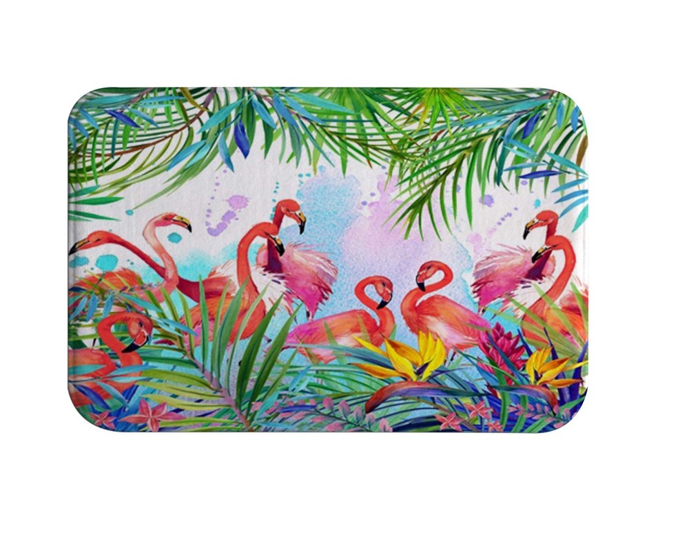 Flamingo Bath Mats - Flannel Absorbent Super Soft Non-Slip Bath Rug for Bathroom Decor