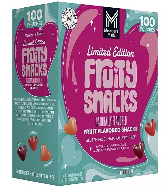 Member's Mark Valentine Fruity Snacks 0.8oz 100ct Sweet Heart-Shaped Treats  -image