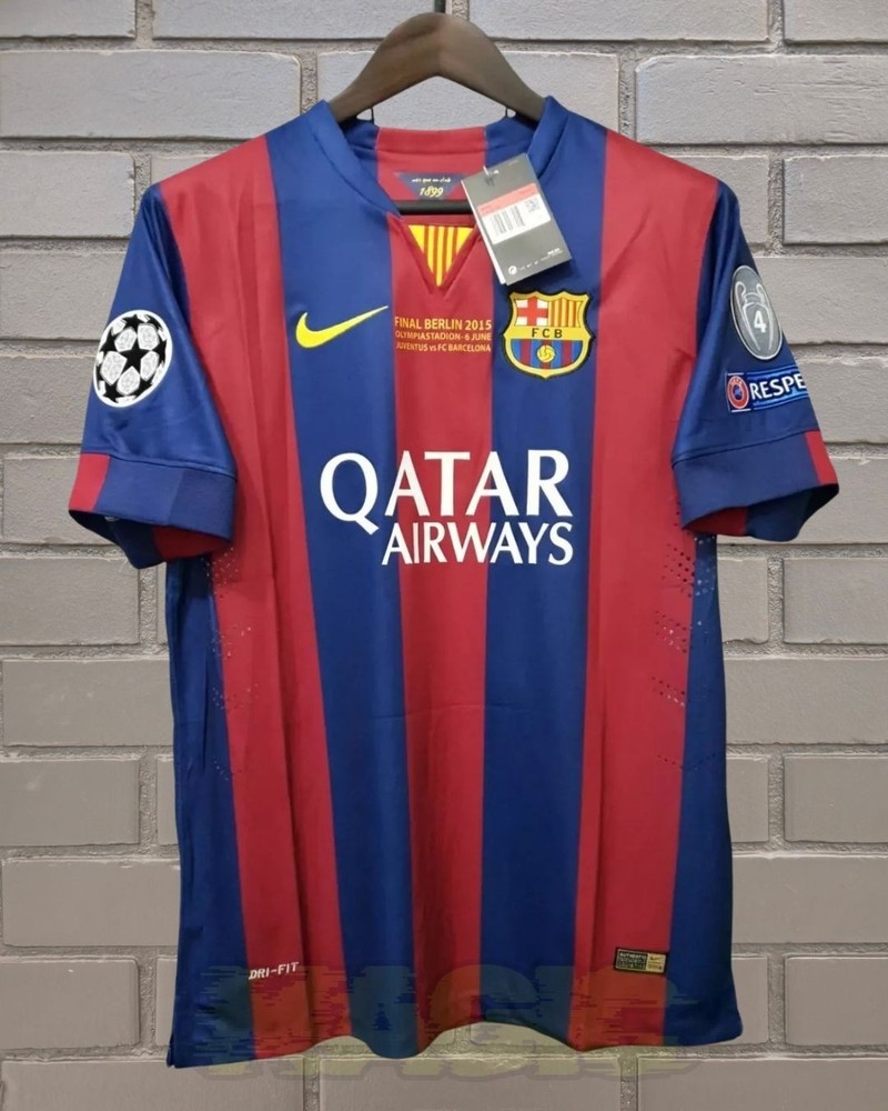 FC Barcelona 2014-15 Home Blue Red Short Sleeve UCL Final Jersey Neymar Jr #11