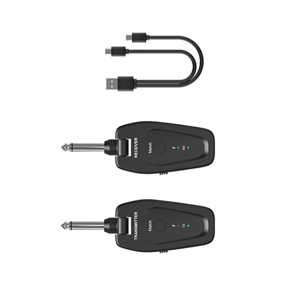 Rechargeable UHF Wireless Guitar System with Plastic Transmitter Receiver Accessories