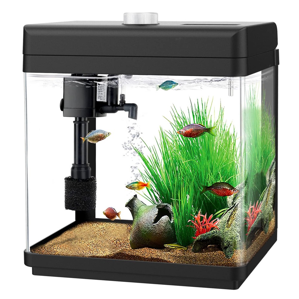 1.5 Gallon Desktop Aquarium Kit with Filter & LED Light - 8 Color Options