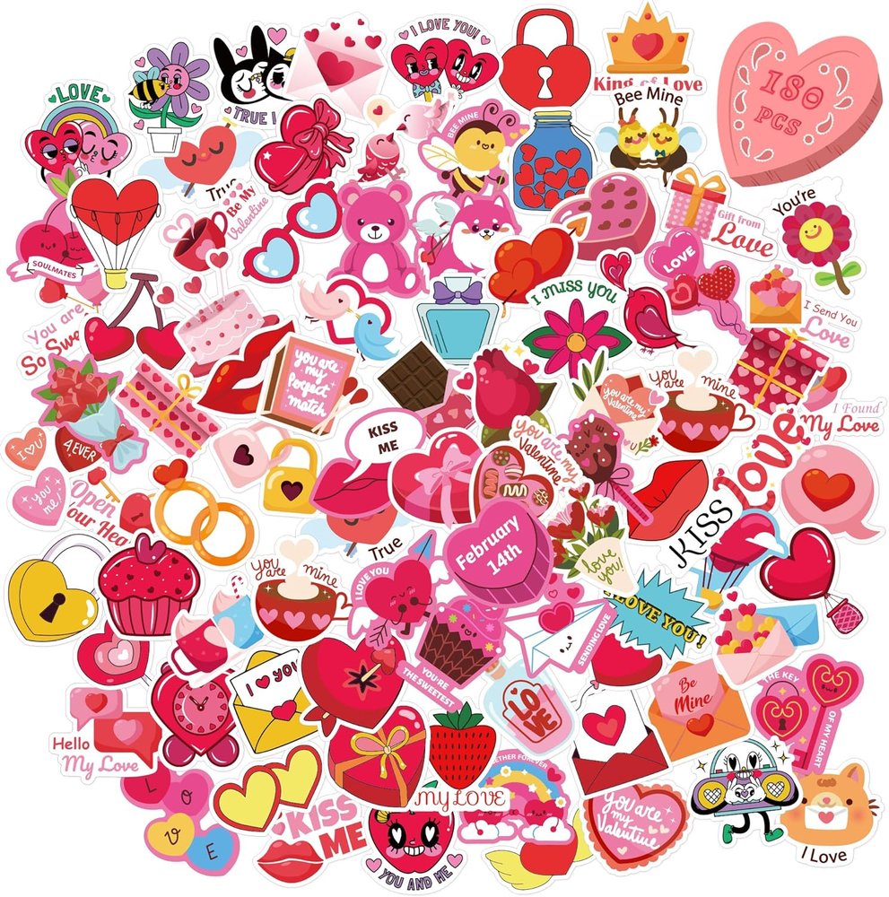 OHOME Valentines Stickers - 180 PCS Valentines Day Stickers for Kids Classroom S