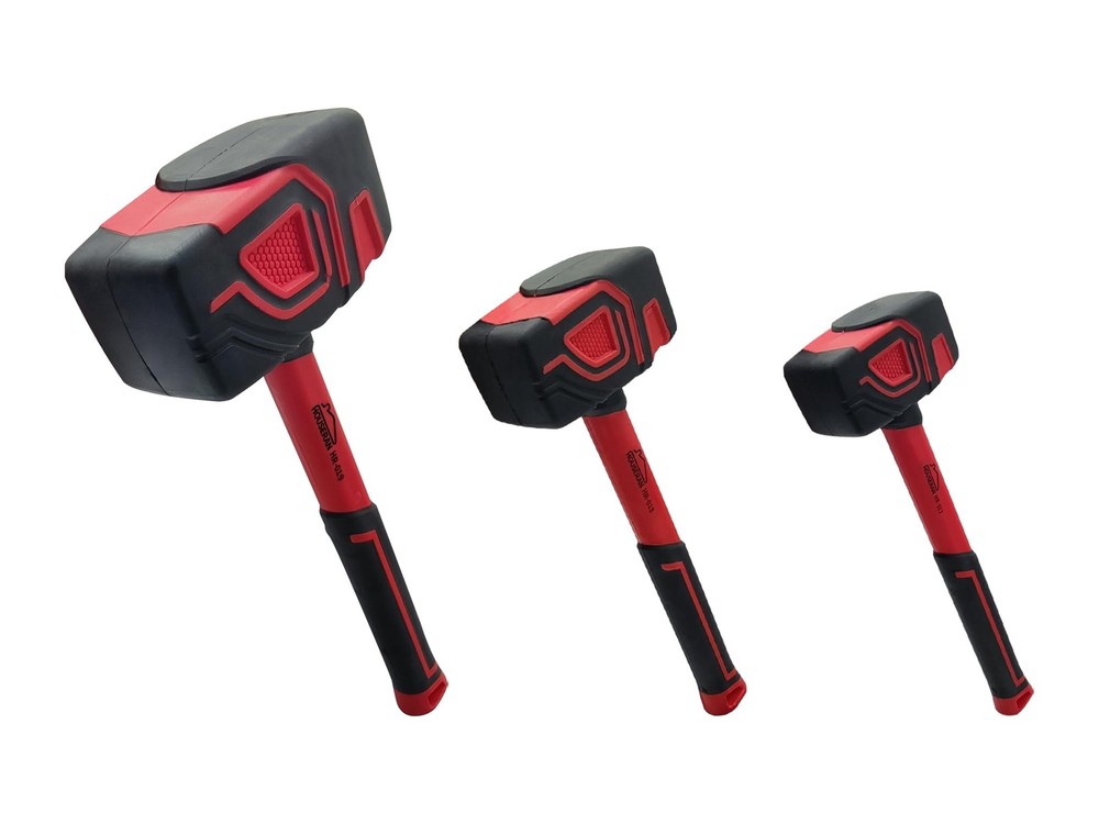 3-Piece Heavy Duty Rubber Mallet Set - 10oz 20oz 36oz Soft Grip Hammers for DIY & Professional Use