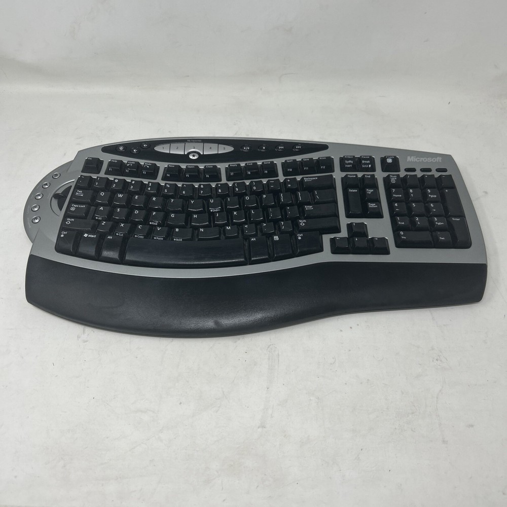 Microsoft Wireless Comfort Keyboard 1.0A Model 1027 Black Silver Ergonomic
