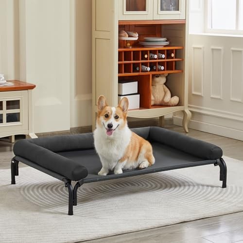 Cooling Raised Dog Bed for Medium Breeds - Easy Setup 35x26x8 Inches