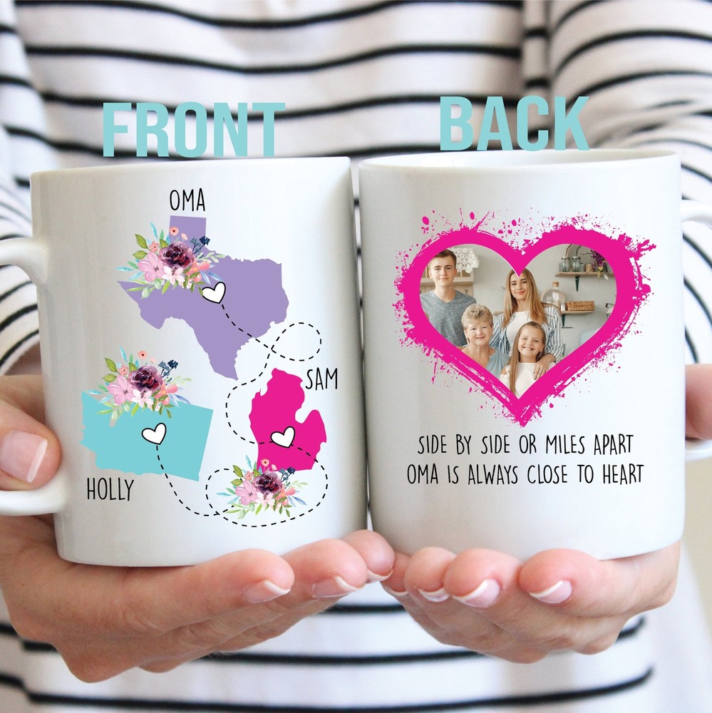Personalized Gift For Oma Oma Forever Never Apart State To State Mug Long