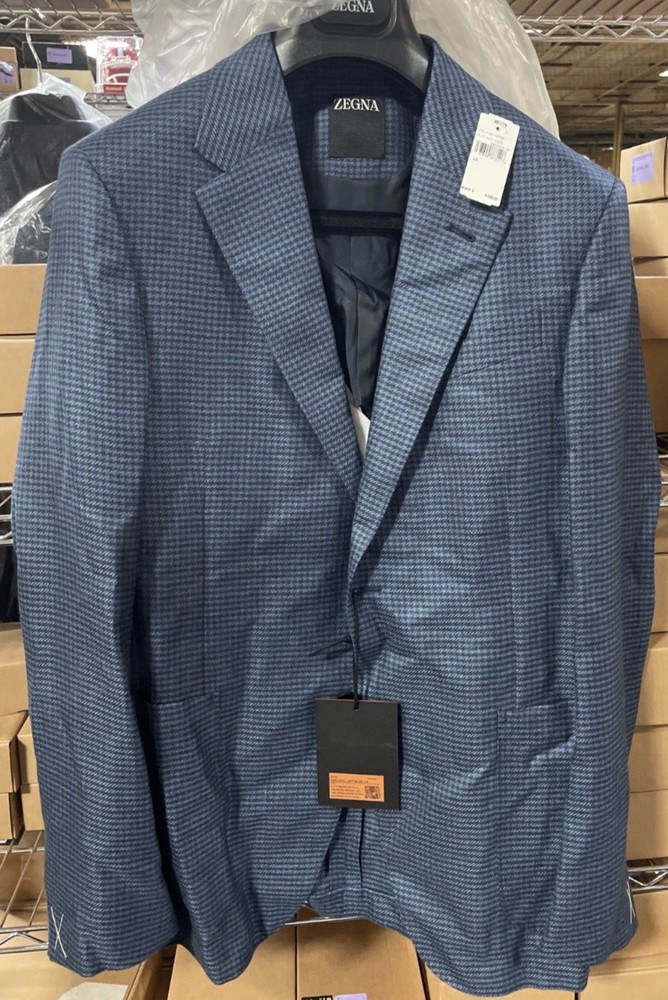 $4090 Zegna Men's Navy Blue Silk Cashmere Blazer Jacket Size 52 EU