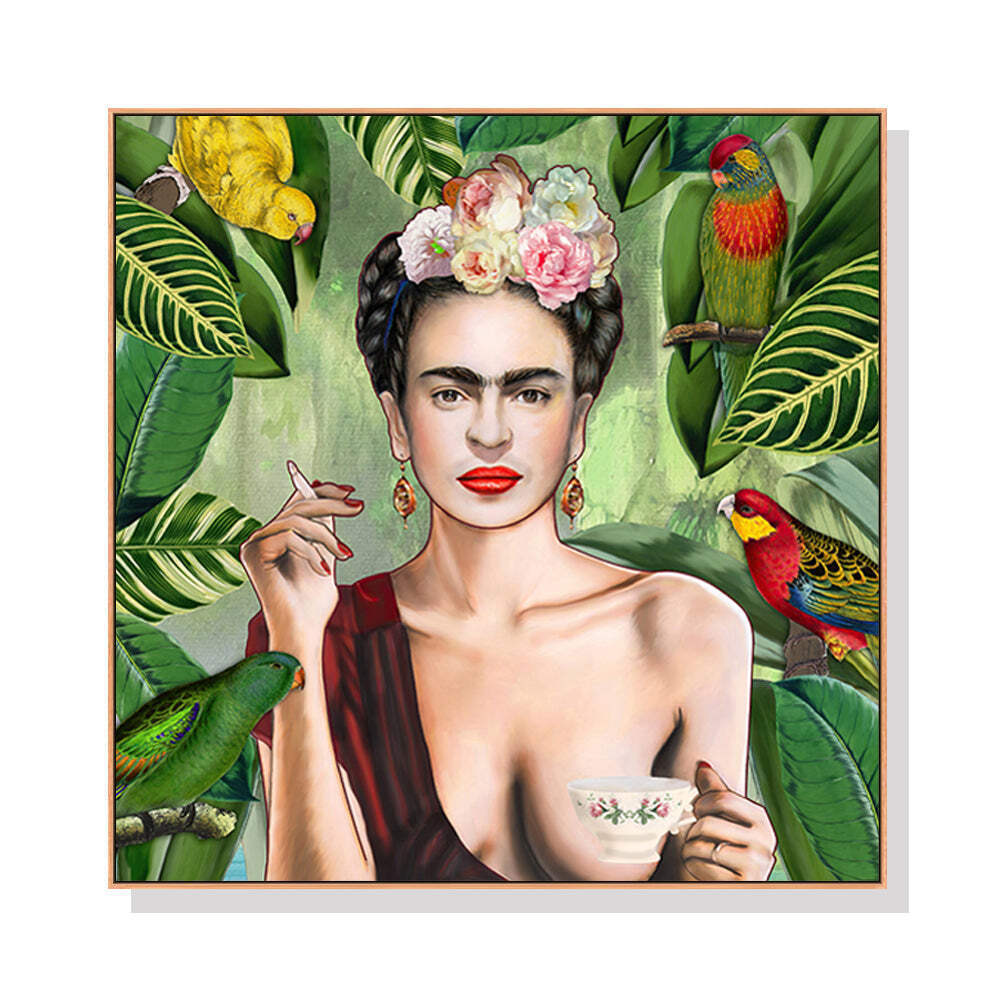 NNEDSZ Wall Art 50cmx50cm Self Portrait by Frida Kahlo Wood Frame Canvas