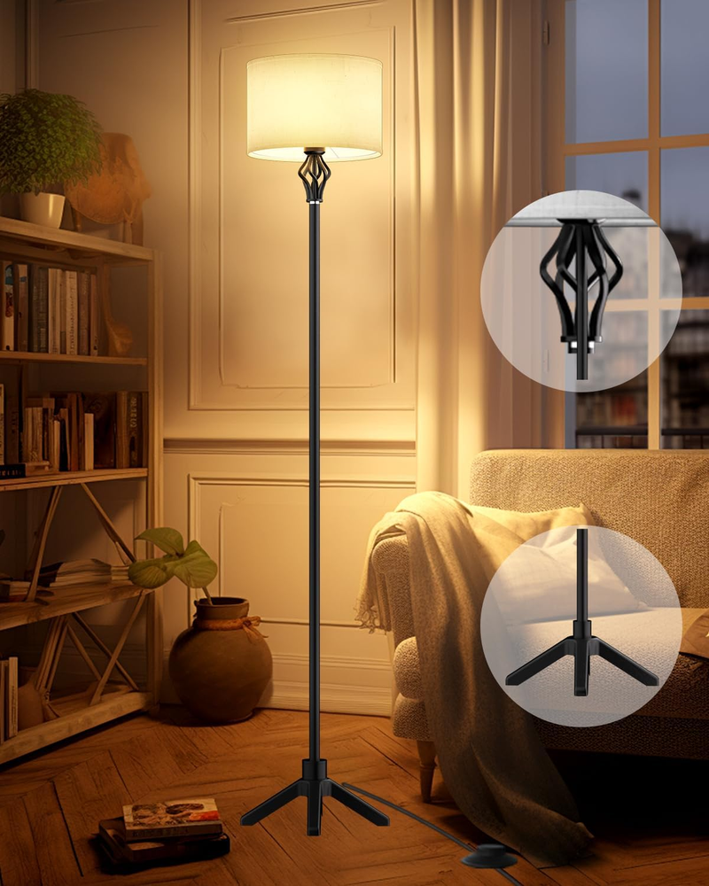 66IN Floor Lamp for Living Room, Retro Standing Lamps with E26 Bulb Included, Bl