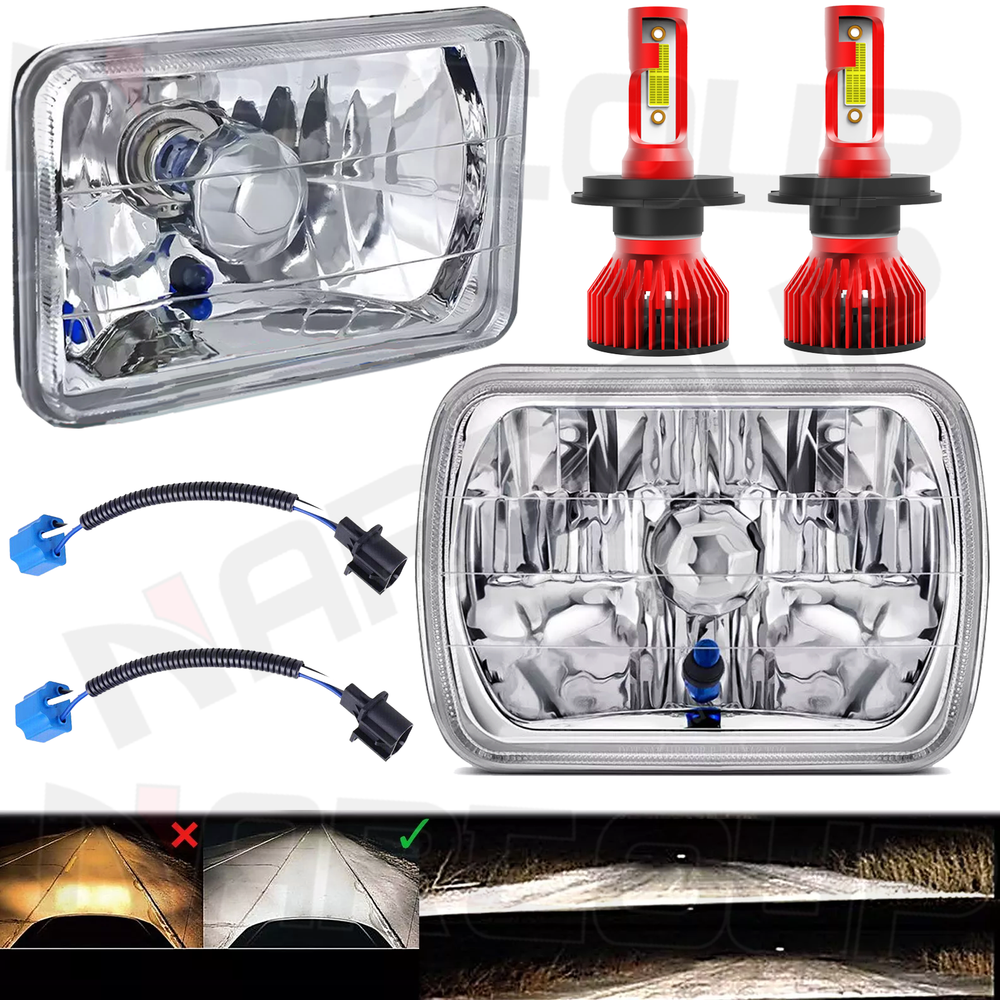 Toyota Pickup Truck 5X7 7X6 Inch Rectangle LED Headlight with Bulbs  