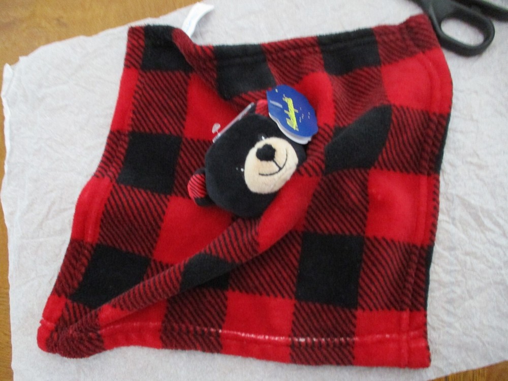 2019 Wishpets Bear Red Black Buffalo Check Lovey Woodsy Baby Security Blanket