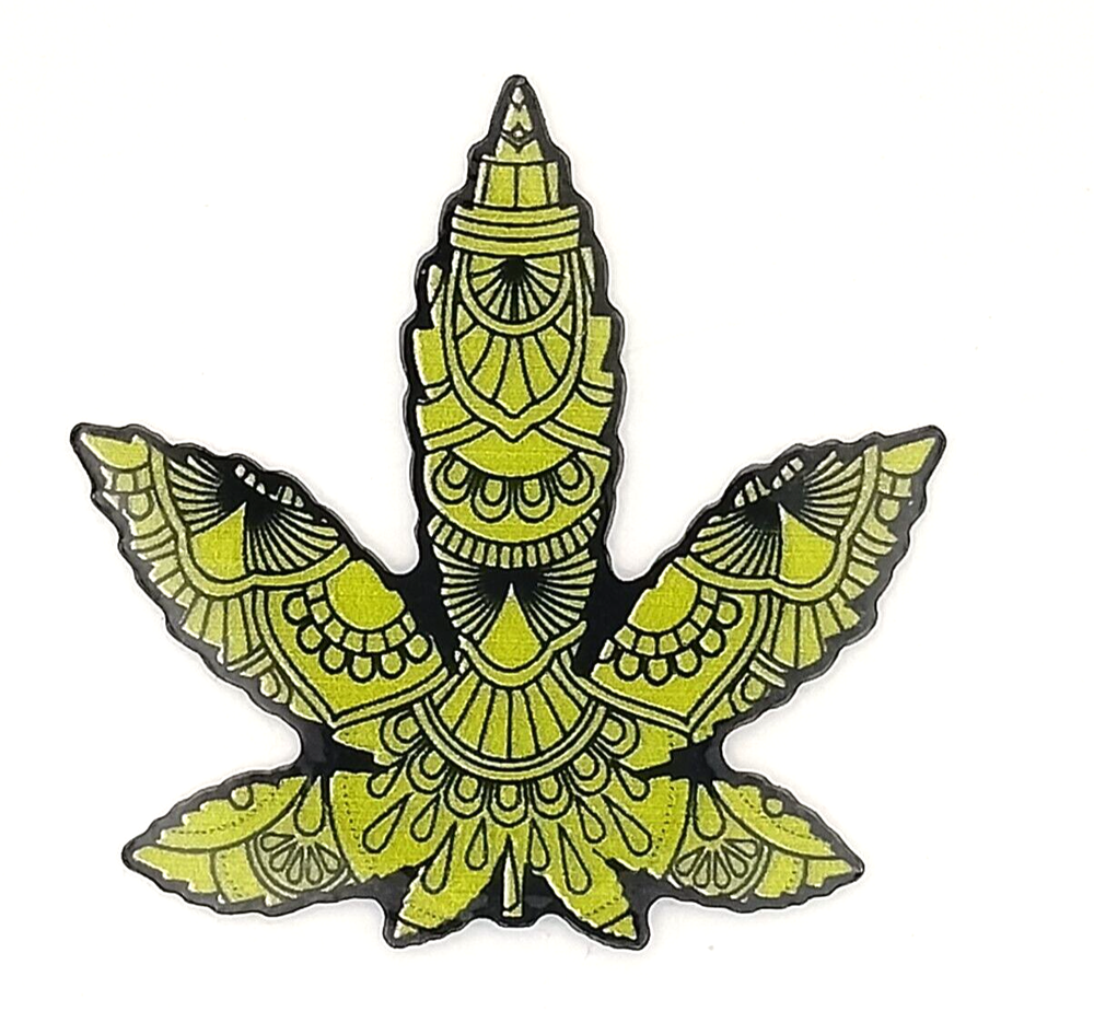 Boho Green Weed Leaf Vinyl Sticker UV Resistant Laptop Art