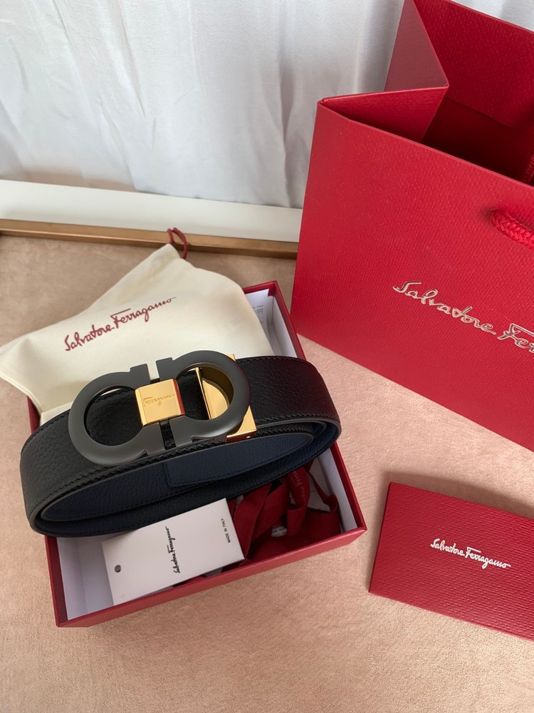 FERRAGAMO BELT NWT Ferragamo Men's Leather Belt Gancini Authentic 3.5cm/1.38in