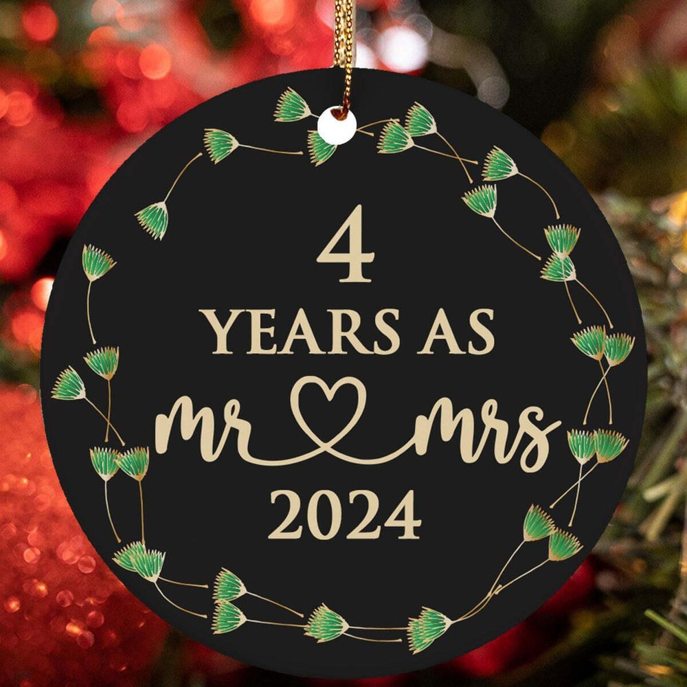 4 Years As Mr   Mrs Ornament 4th Anniversary Christmas Gift Tree Decor Hanging