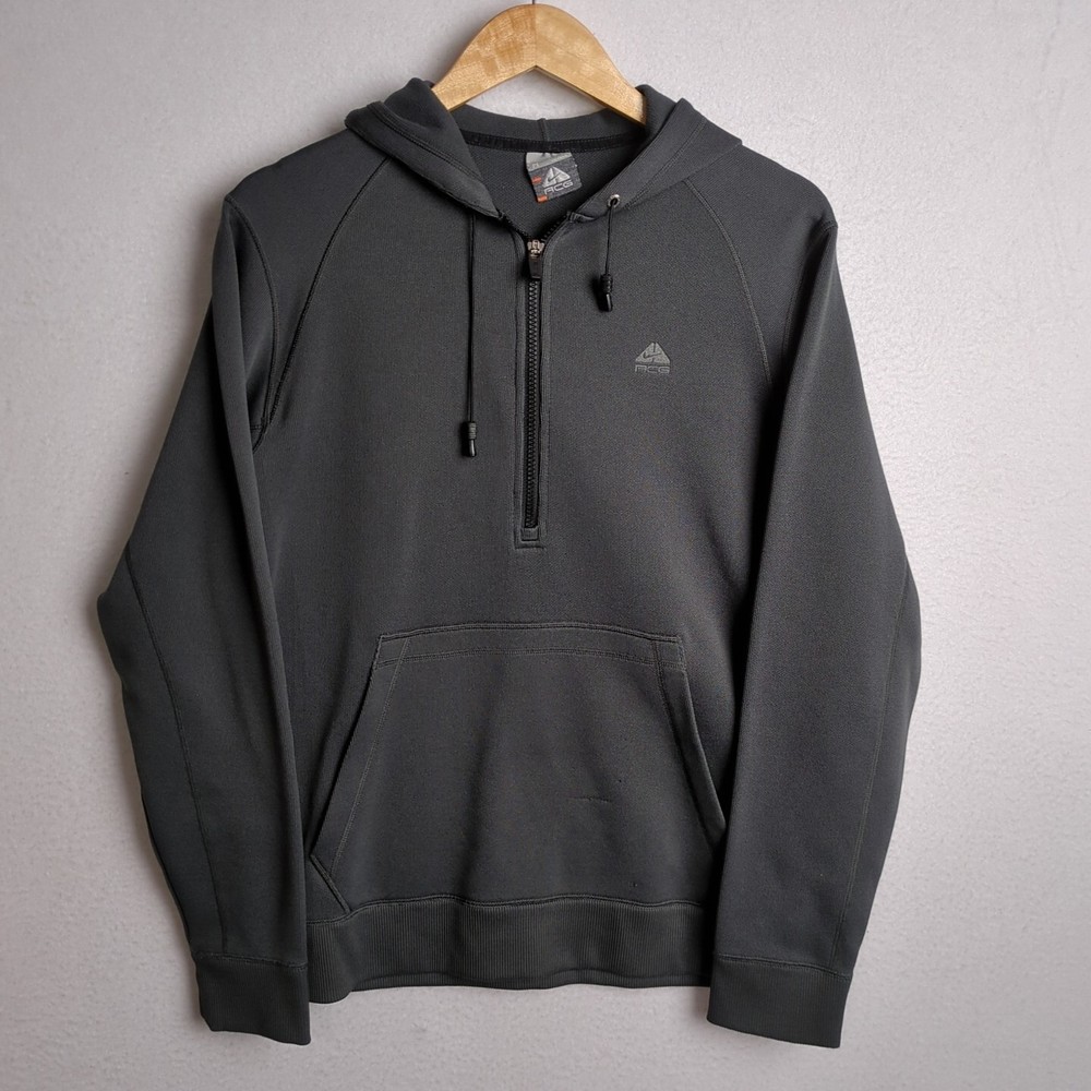 Nike ACG Pullover Hoodie 1/2 Zip Jacket Pockets Mens Size Medium Gray