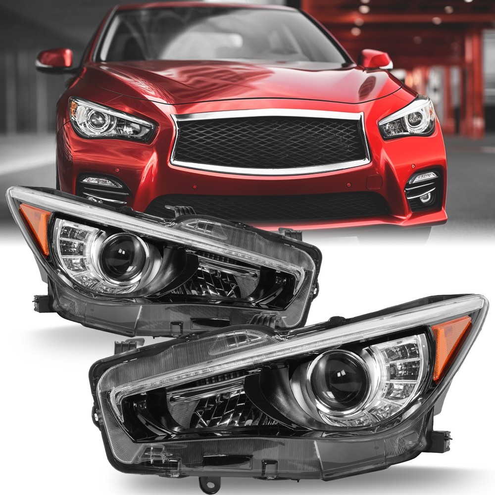For Infiniti Q50 2014-2017 W/O AFS LED Projector Headlights Left & Right Side