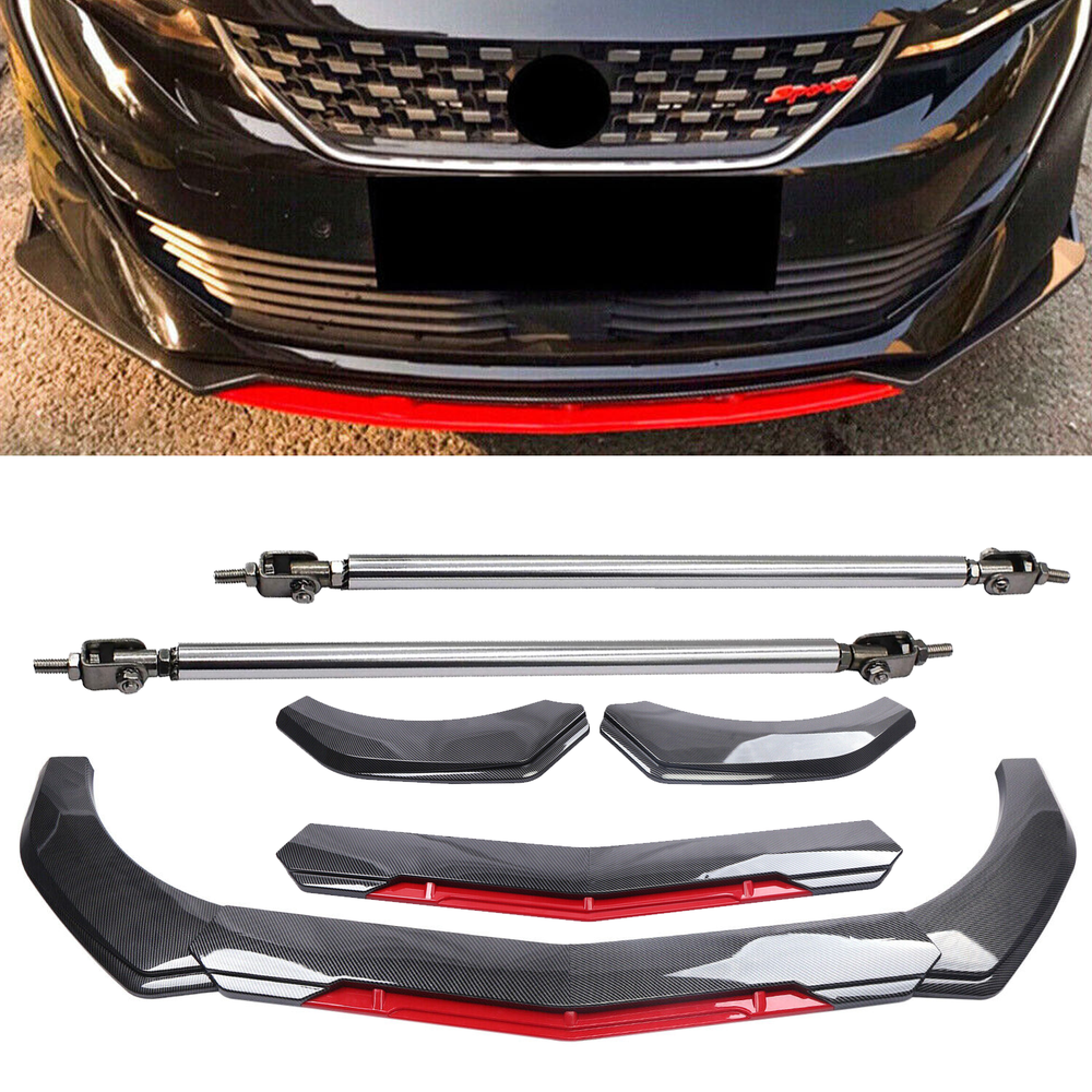 Honda HRV CRV Carbon Fiber Front Bumper Lip Spoiler Splitter with Strut Rod