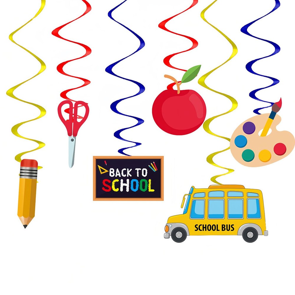 Back to School Hanging Swirls Decoration First Day of School Classroom Pencil...-image