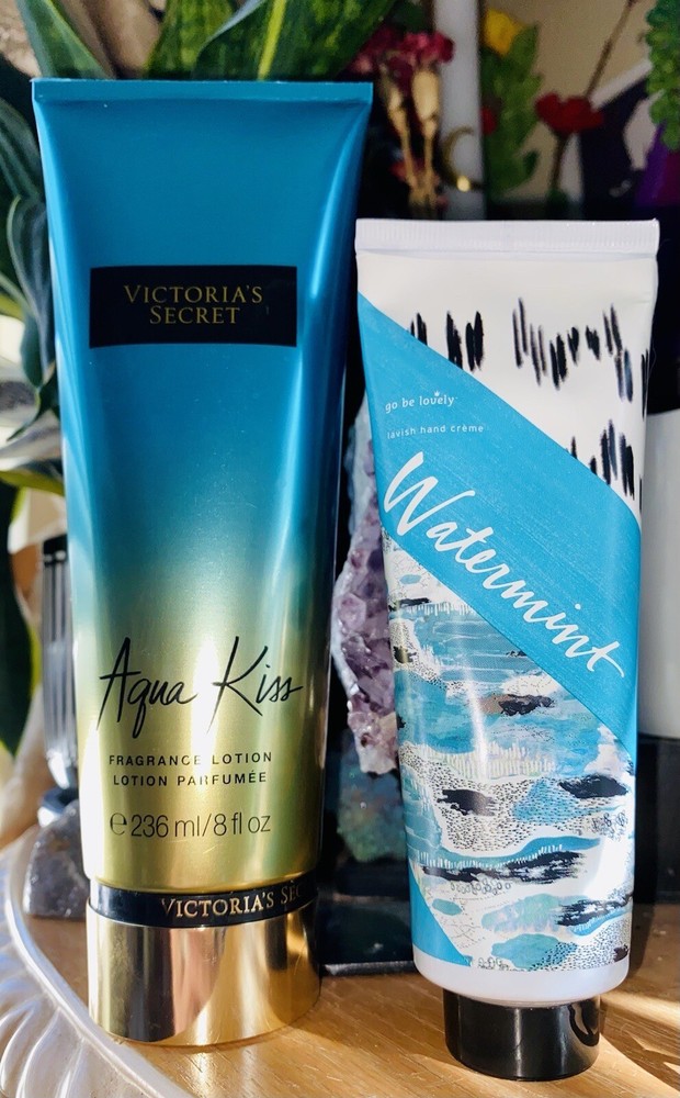 RARE Victoria’s Secret AQUA KISS & Illume WATERMINT Full Size Lotion Set | BNIB