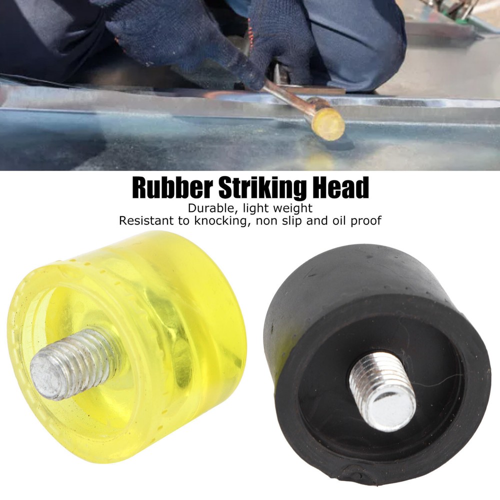 2-Piece Rubber Hammer Tip Set – Durable Mallet Replacement Accessories in Yellow