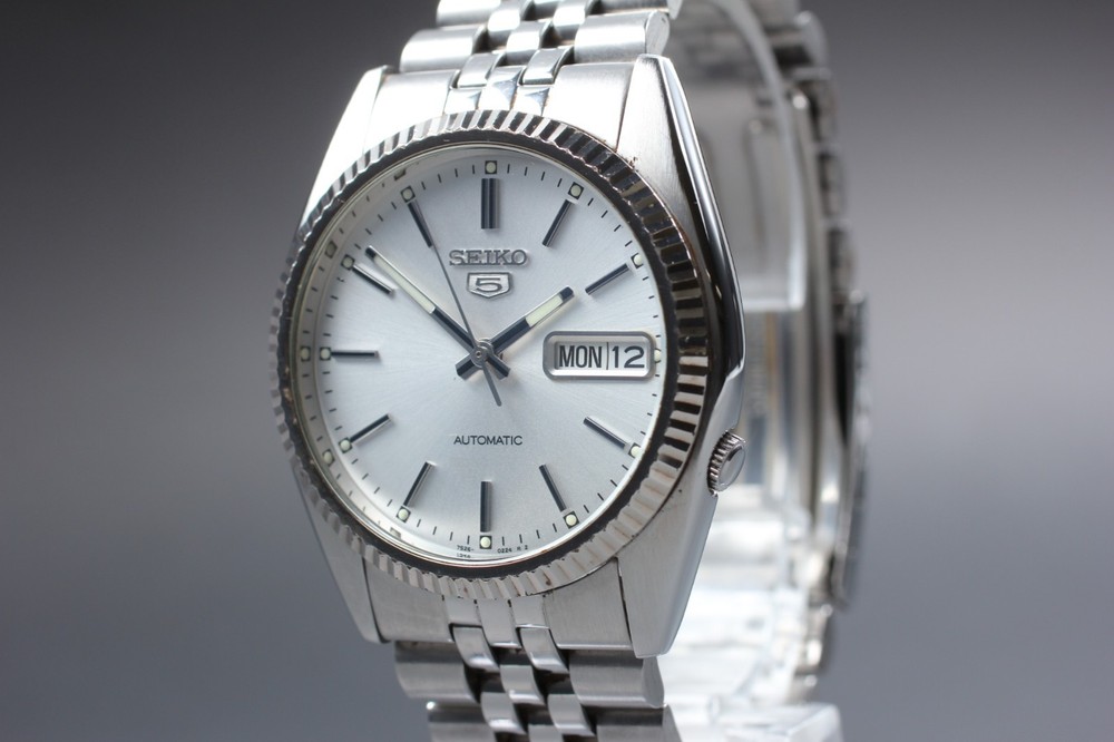 16.5cm [Near MINT] SEIKO 5 7S26-3110 Automatic Day-Date Silver Dial Men's Watch