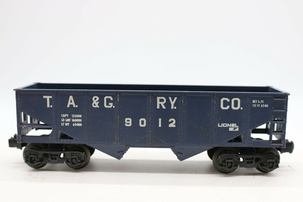 Lionel O Gauge Black 2 Bay Open Hopper, TA&G RY CO #9012 1:48 Scale Freight MPC
