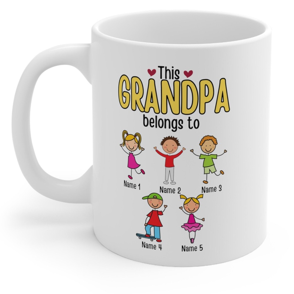 Personalized Ceramic Coffee Mug For Grandpa Belongs To Kids