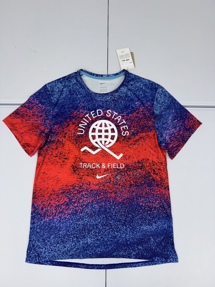 NIKE Miler Team USA Dri-Fit Track & Field Running Shirt Blue FJ3411 Pick Size