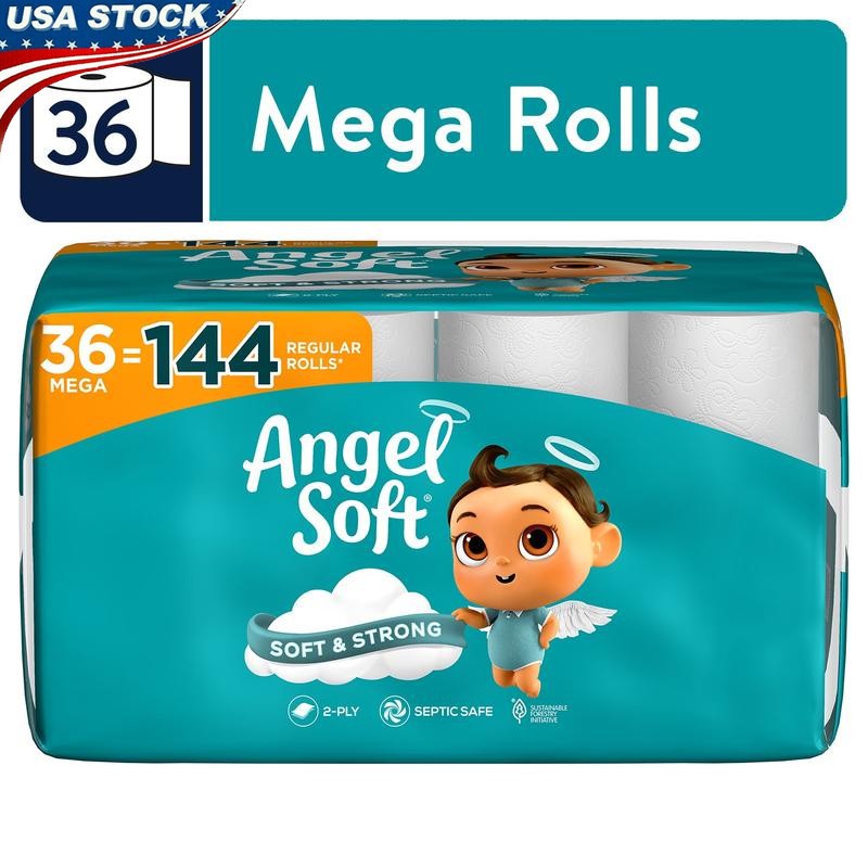 2-Ply Toilet Paper, 36 Mega Rolls，General Household  Paper Towels