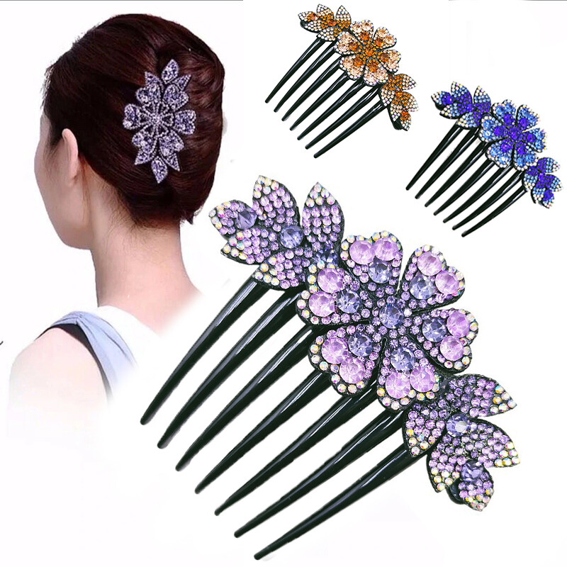 Women’s Rhinestone Crystal Wedding Flower Hair Comb Clip Bridal Hairpin Jewellery Accessory