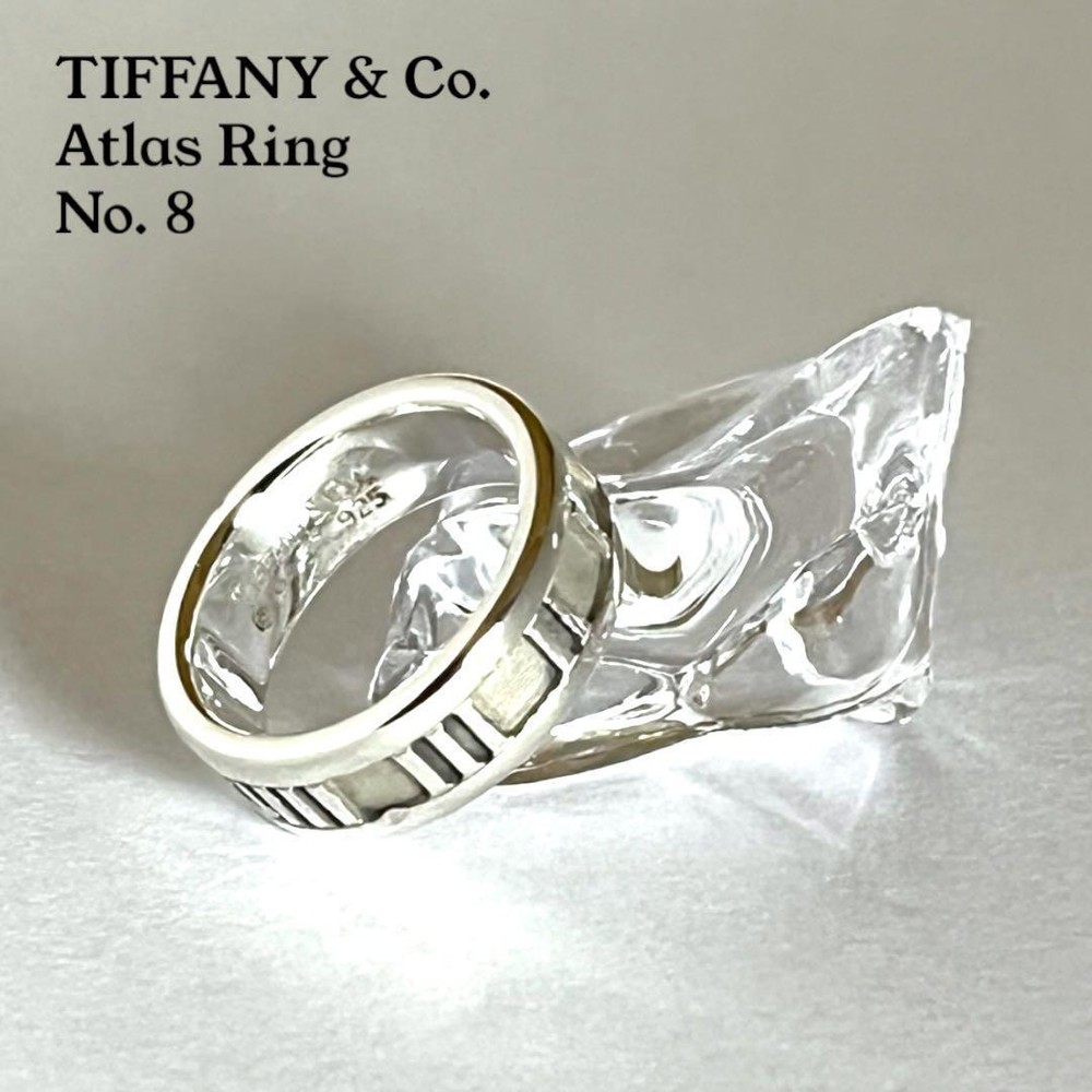 Tiffany Atlas Ring - Size 8 (US 4.5) - Silver & Black - Used - Authentic