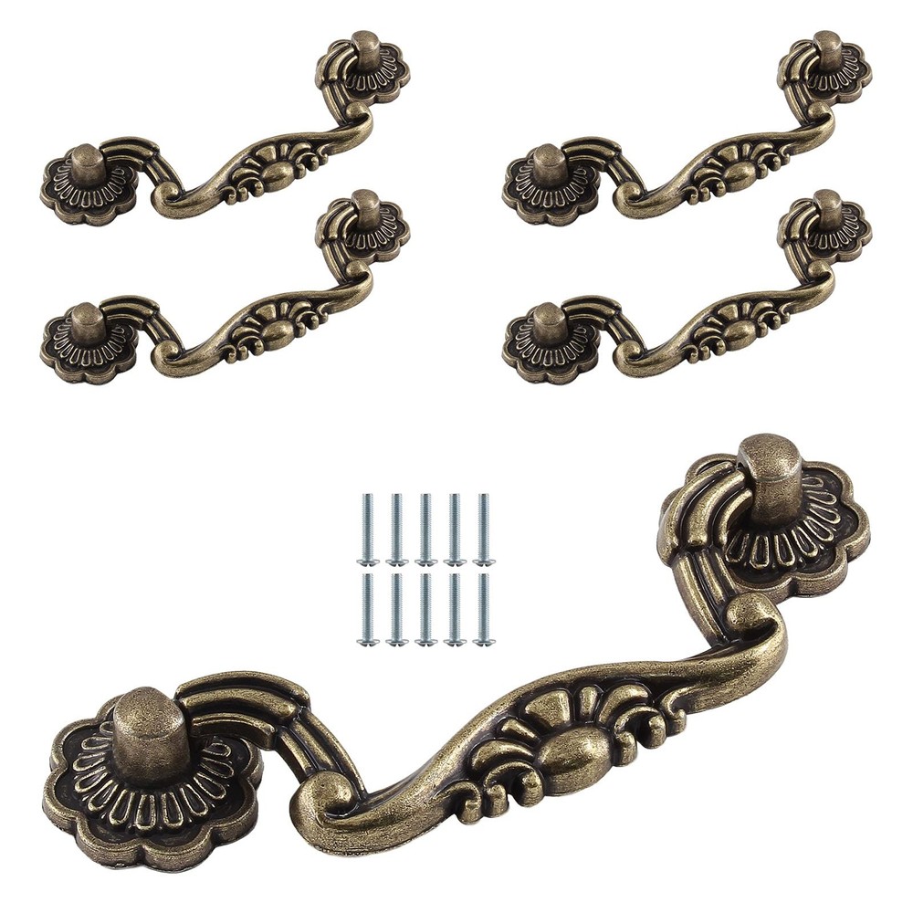 Jersvimc 5-Piece 3.7 Inch Drop Drawer Handles with 3 Inch Hole Centers