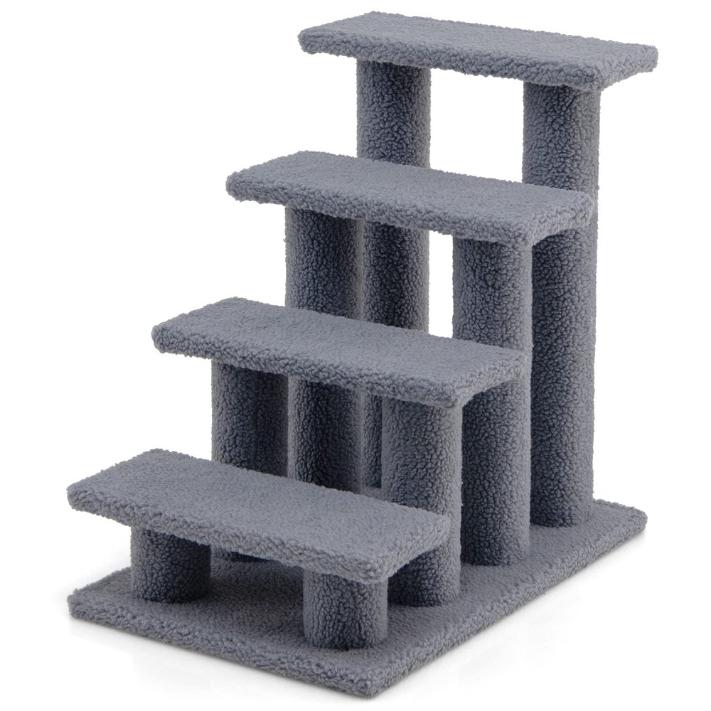 4-Step Carpeted Pet Stairs for Cats and Dogs, Non-Slip Ramp Climber