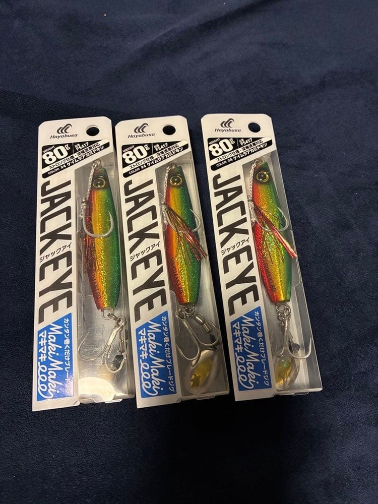 JACK EYE 80g Metal Jig Lure Red Gold for Fishing, Set of 3, New