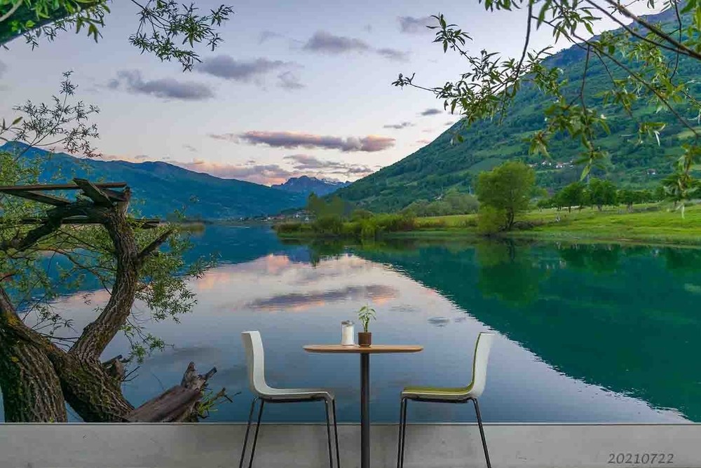 3D Sky Mountains Lake Nature Scenery Wall Murals Wallpaper Murals Wall Sticker