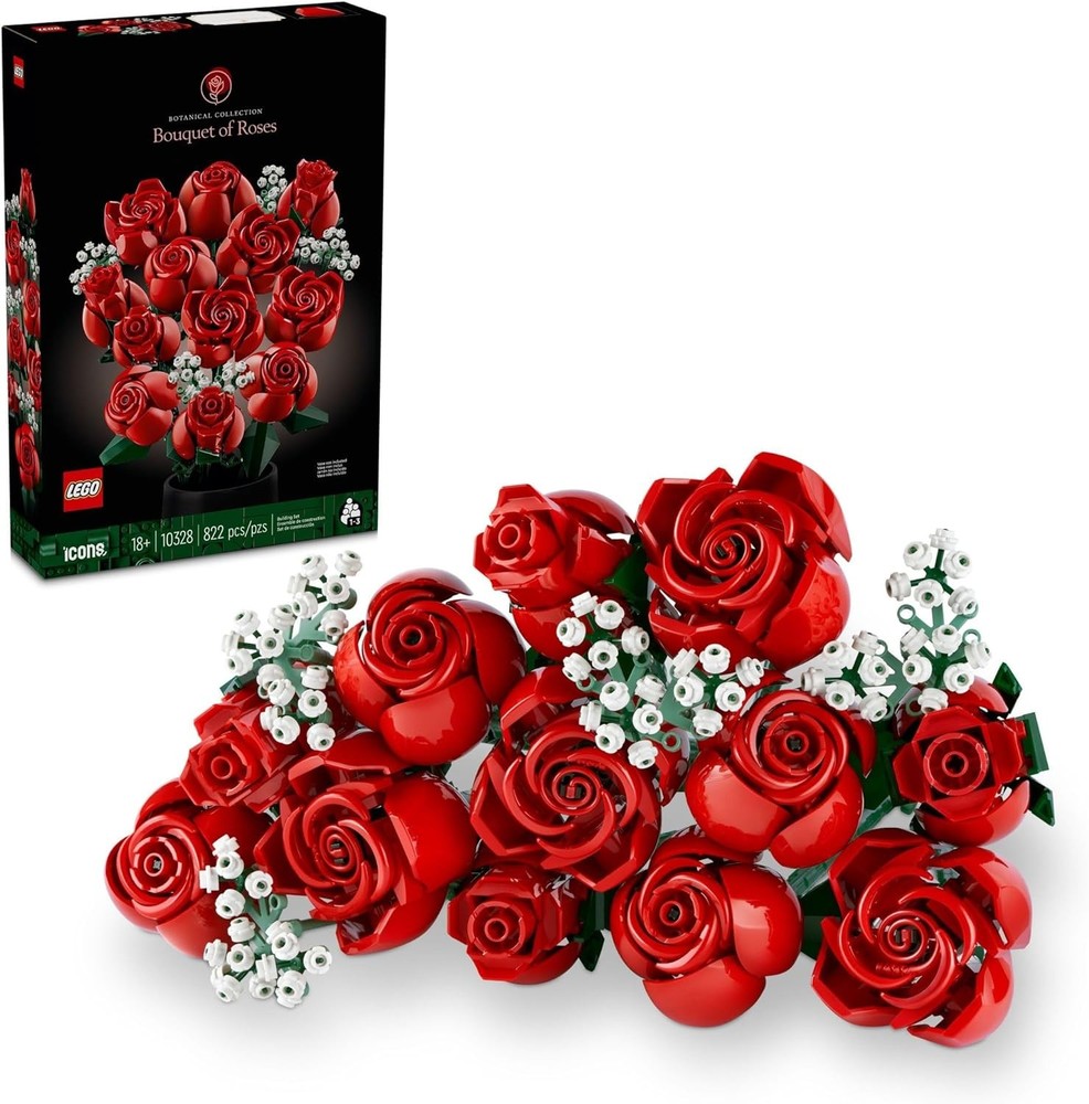 LEGO Botanicals Roses Bouquet - Red & Multicolor Fake Flowers Building Set