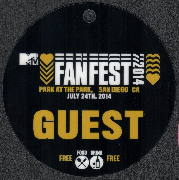 2014 MTV Fan Fest Sheet Laminate Backstage Pass - Guaranteed 100% Old & Original
