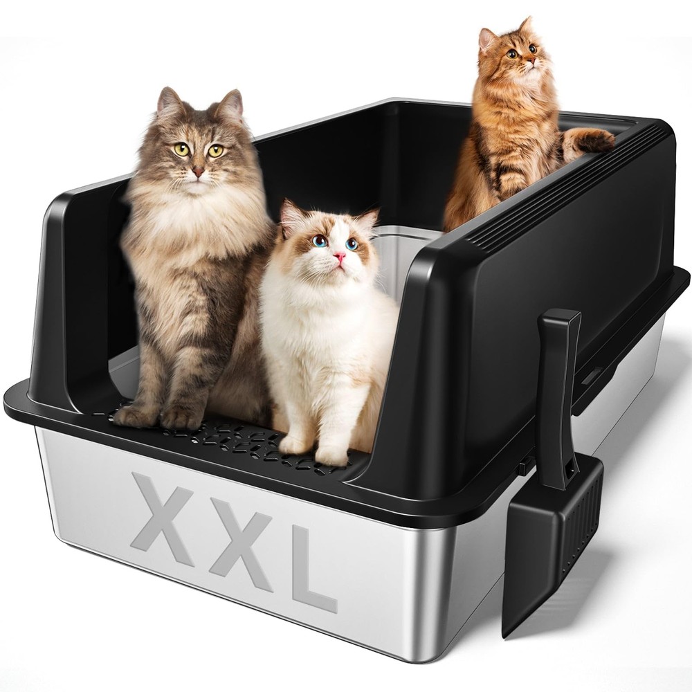 XXL Stainless Steel Cat Litter Box 27.8x20 Inch Extra Large Pet Pan