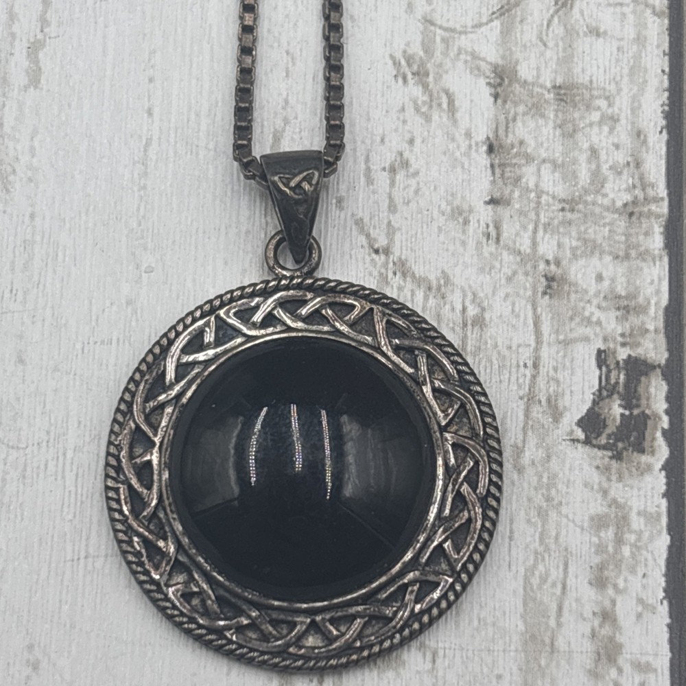 VTG PSCL 925 & Black Onyx Necklace 0505-17