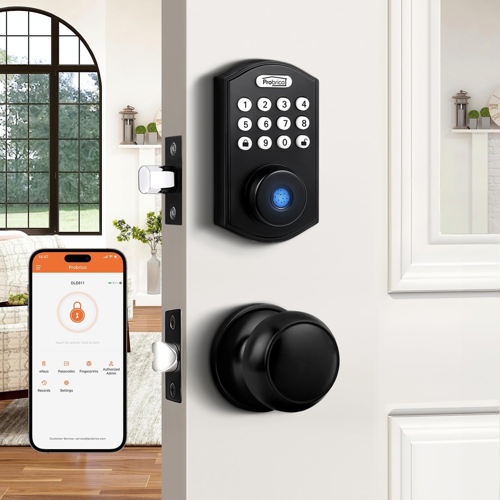Smart Keyless Entry Fingerprint Digital Door Lock with Handle Set