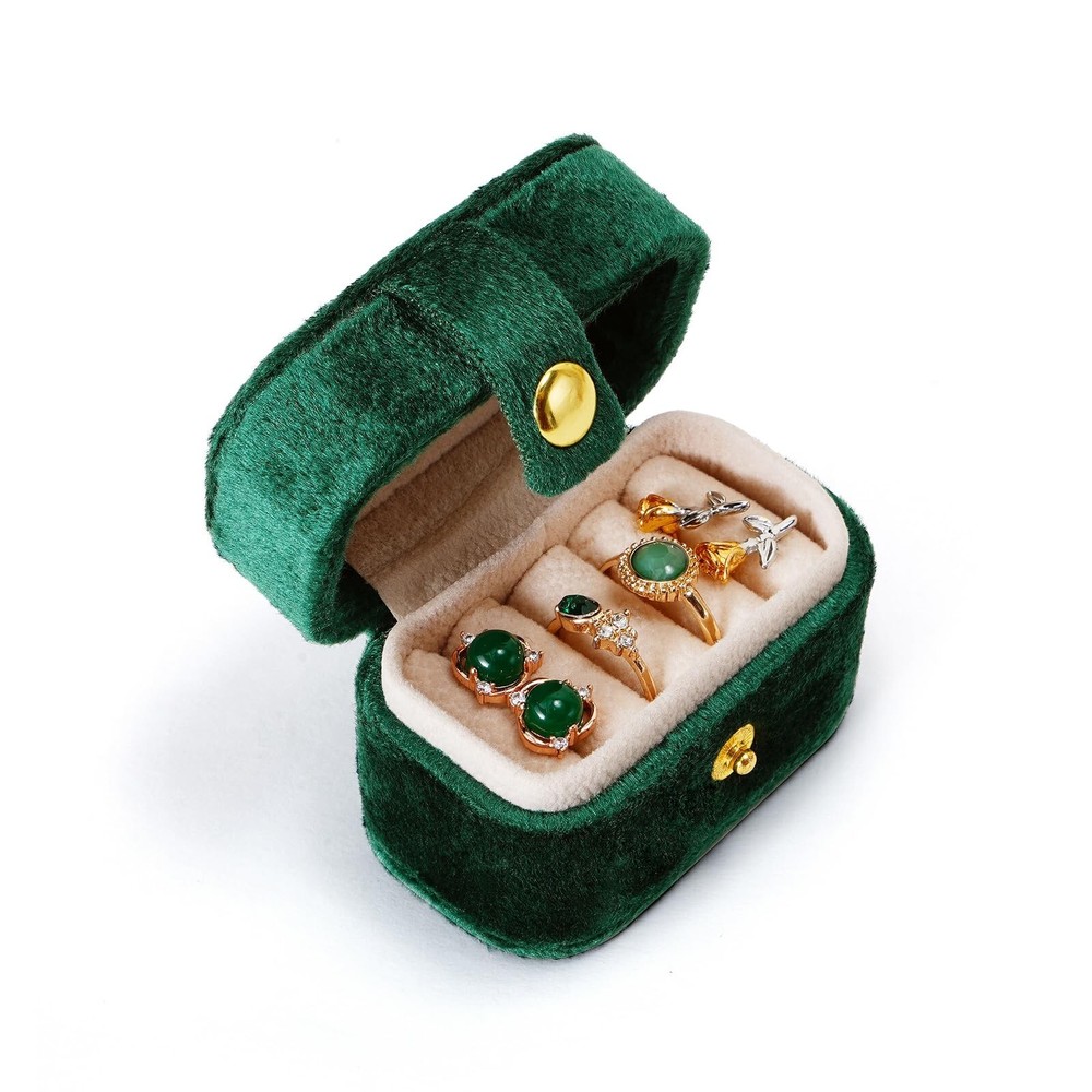 CASEGRACE Velvet Travel Jewelry Case Portable Ring Box Plush Storage Organizer