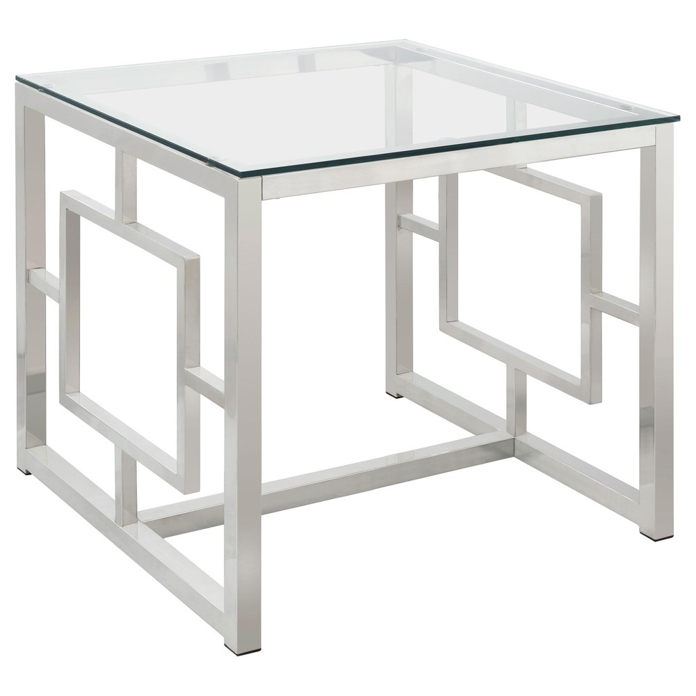 Coaster Home Furnishings - Merced - Square Glass Top End Table with Chrome Fr...