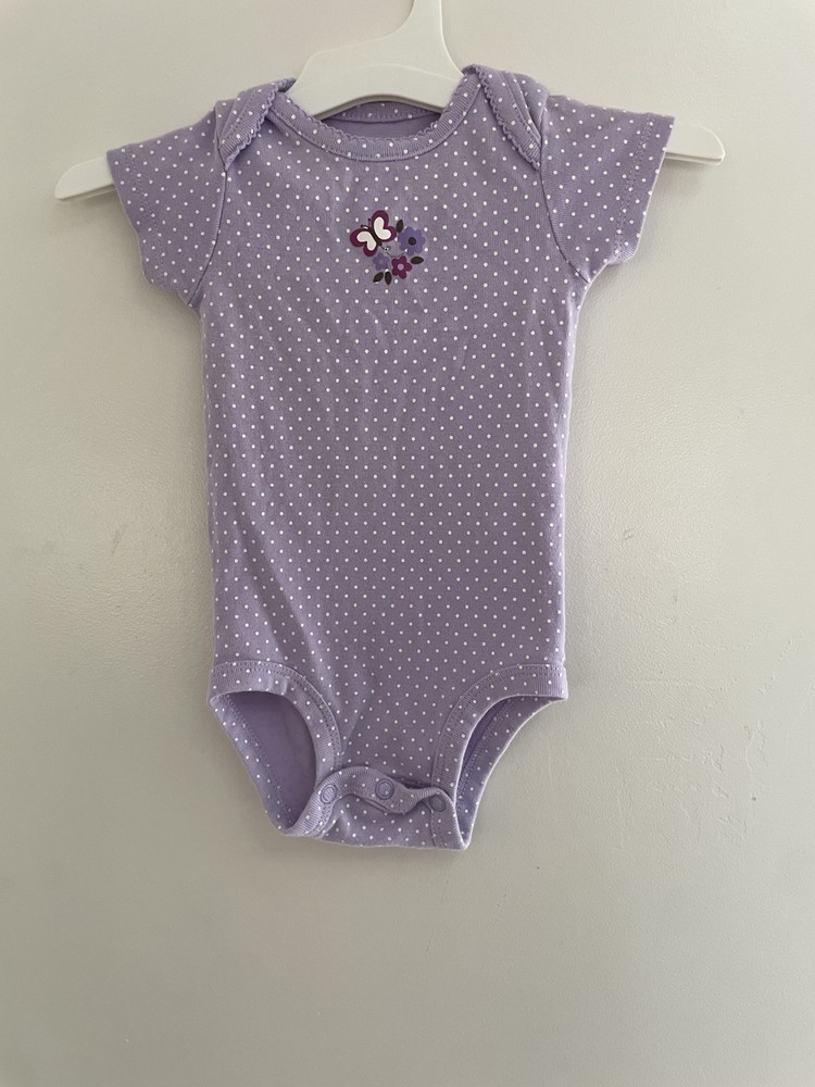 Carter's Baby Girls Floral Butterfly Polka Dot 100% Cotton Bodysuit Lavender 6M