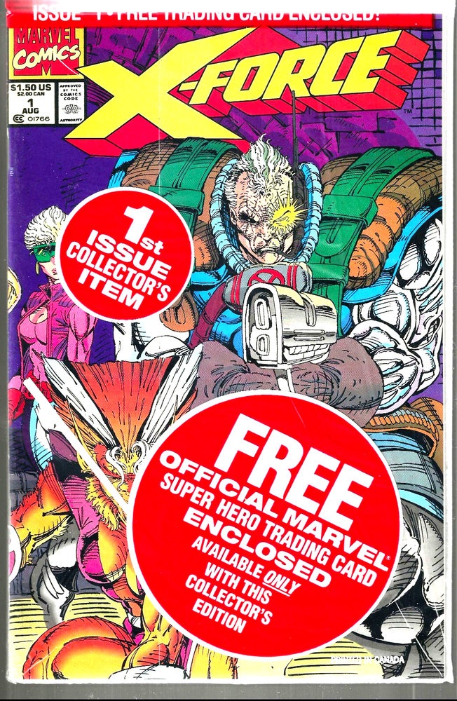 Error cover ! 1991 X-Force #1 factory sealed with Sunspot & Gideon card 9.4/NM!!